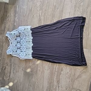 Black dress with lace cover.